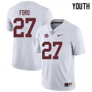 NCAA Youth Alabama Crimson Tide #27 Jerome Ford Stitched College 2018 Nike Authentic White Football Jersey BJ17L22VL